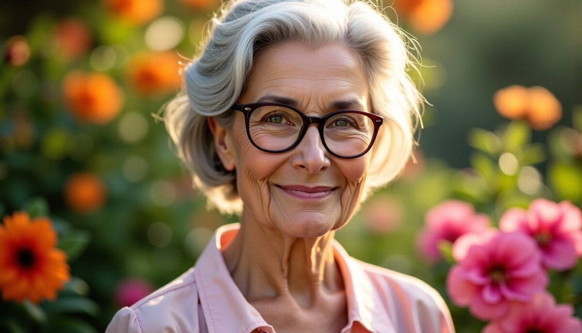 Coiffures élégantes et flatteuses pour femmes de 70 ans portant des lunettes